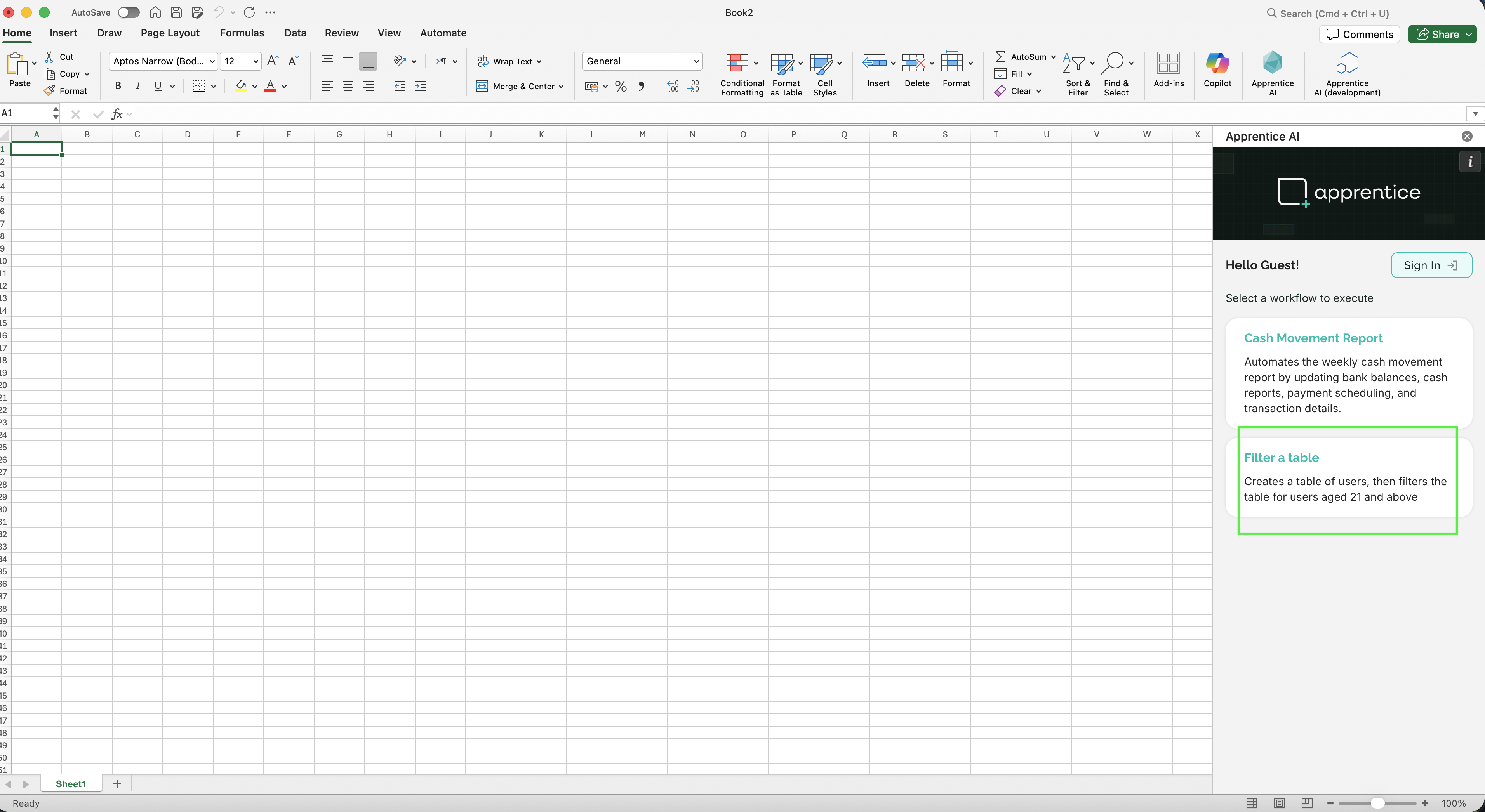 Main Add-In View